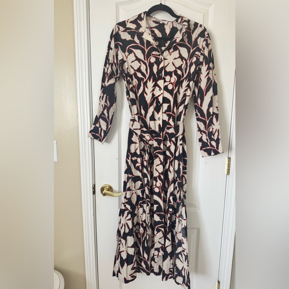 Omika Women’s Emma Flower Print Long Sleeve Maxi Shirt Dress Bianca Cliff Small